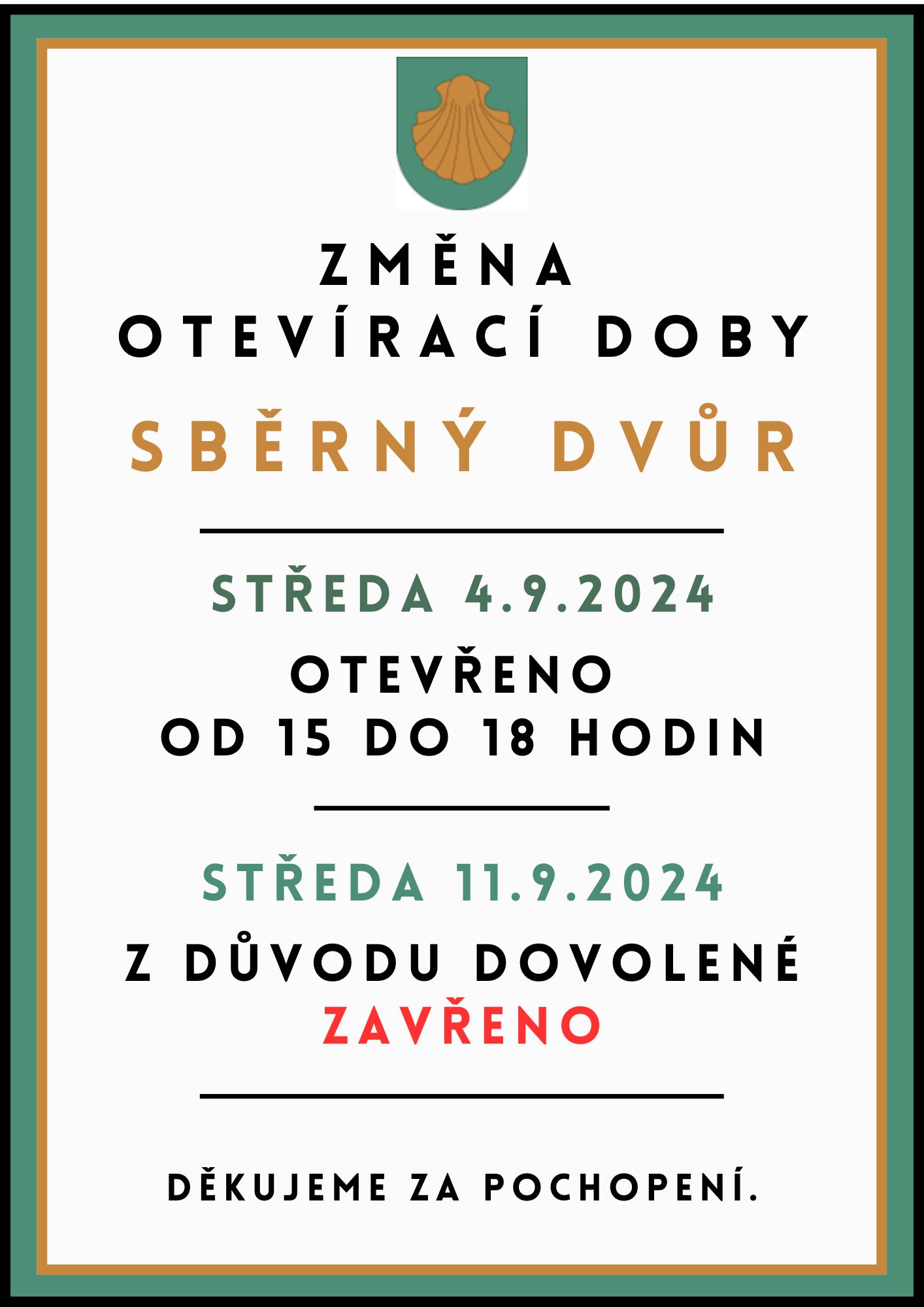 Zmna otevrac doby - SBRN DVR